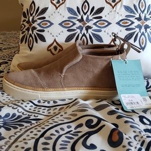 Toms Taupe Grey Suede Paxton Slip-ons